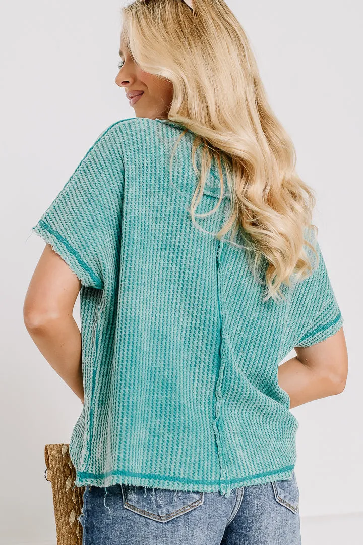 Head Up High Waffle Top | Teal