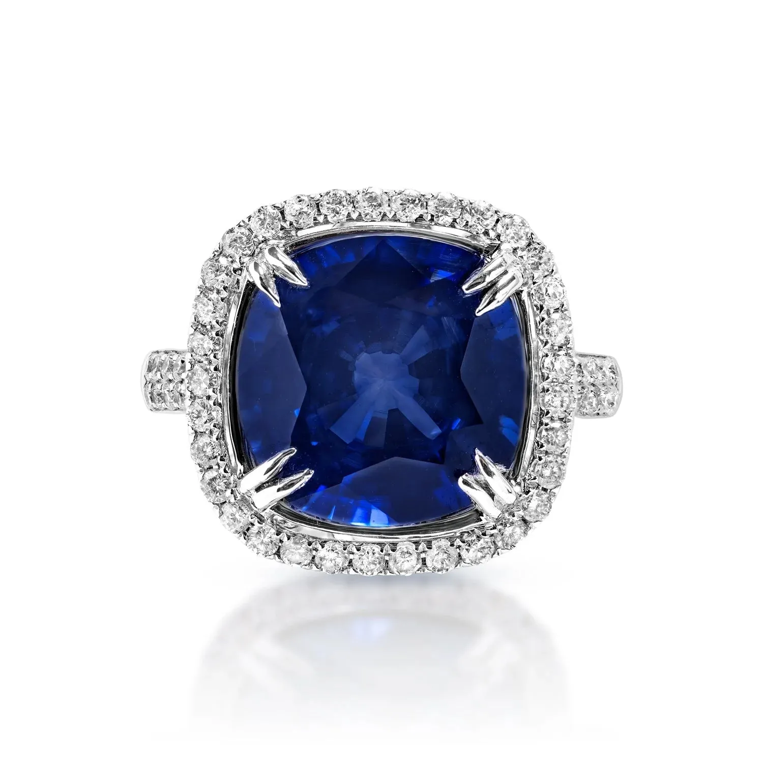 Joanna 9 Carat Cushion Cut Blue Sapphire Ring in 18 Karat White Gold