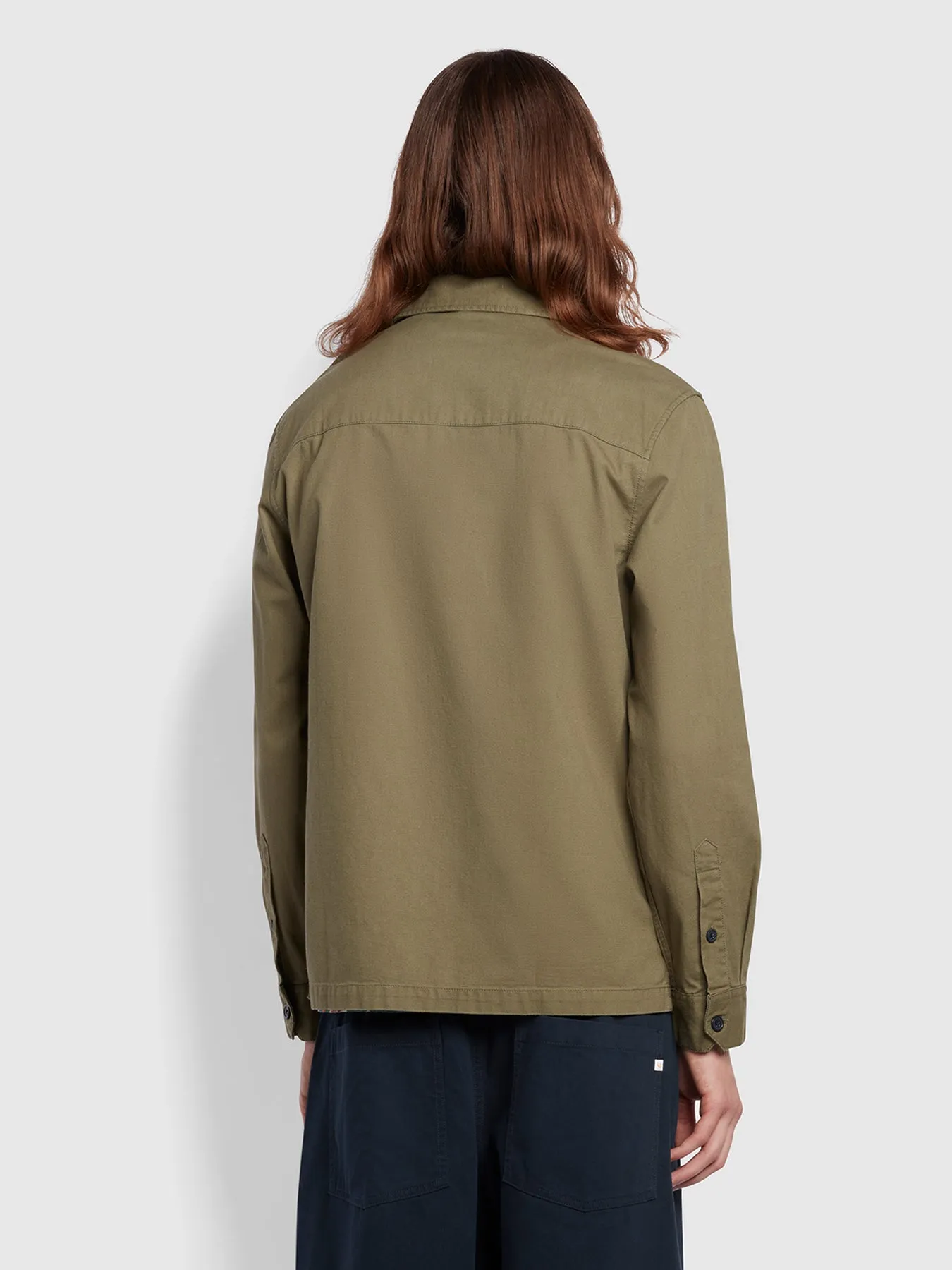 Leckie Relaxed Fit Long Sleeve Overshirt In Vintage Green Farah GWQ