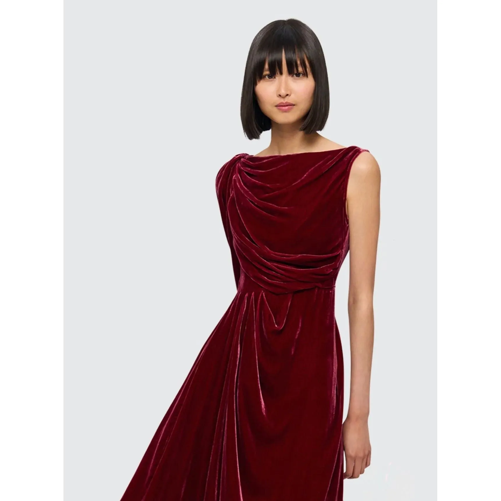 LEO LIN Victoria Velvet One Shoulder Maxi Dress