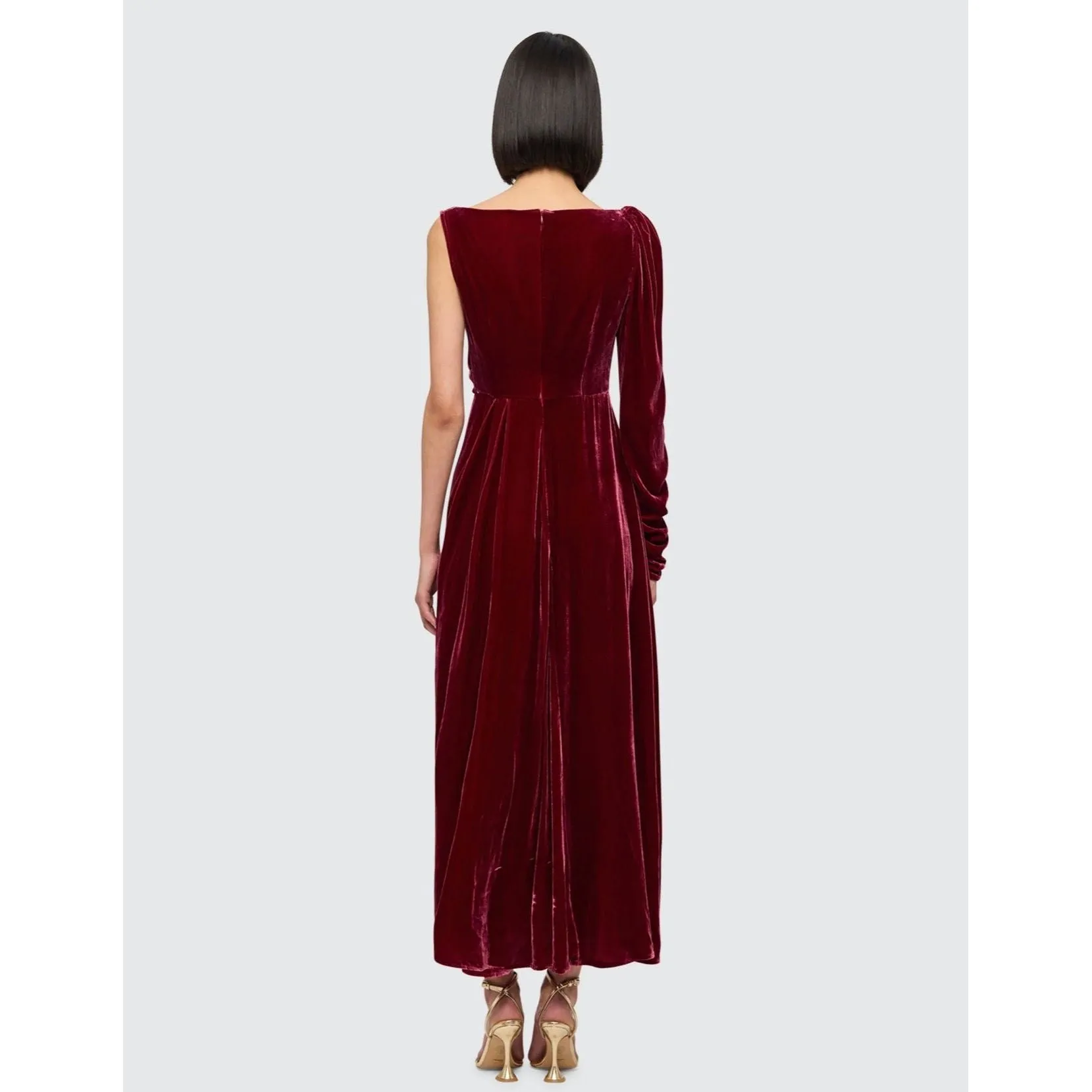 LEO LIN Victoria Velvet One Shoulder Maxi Dress