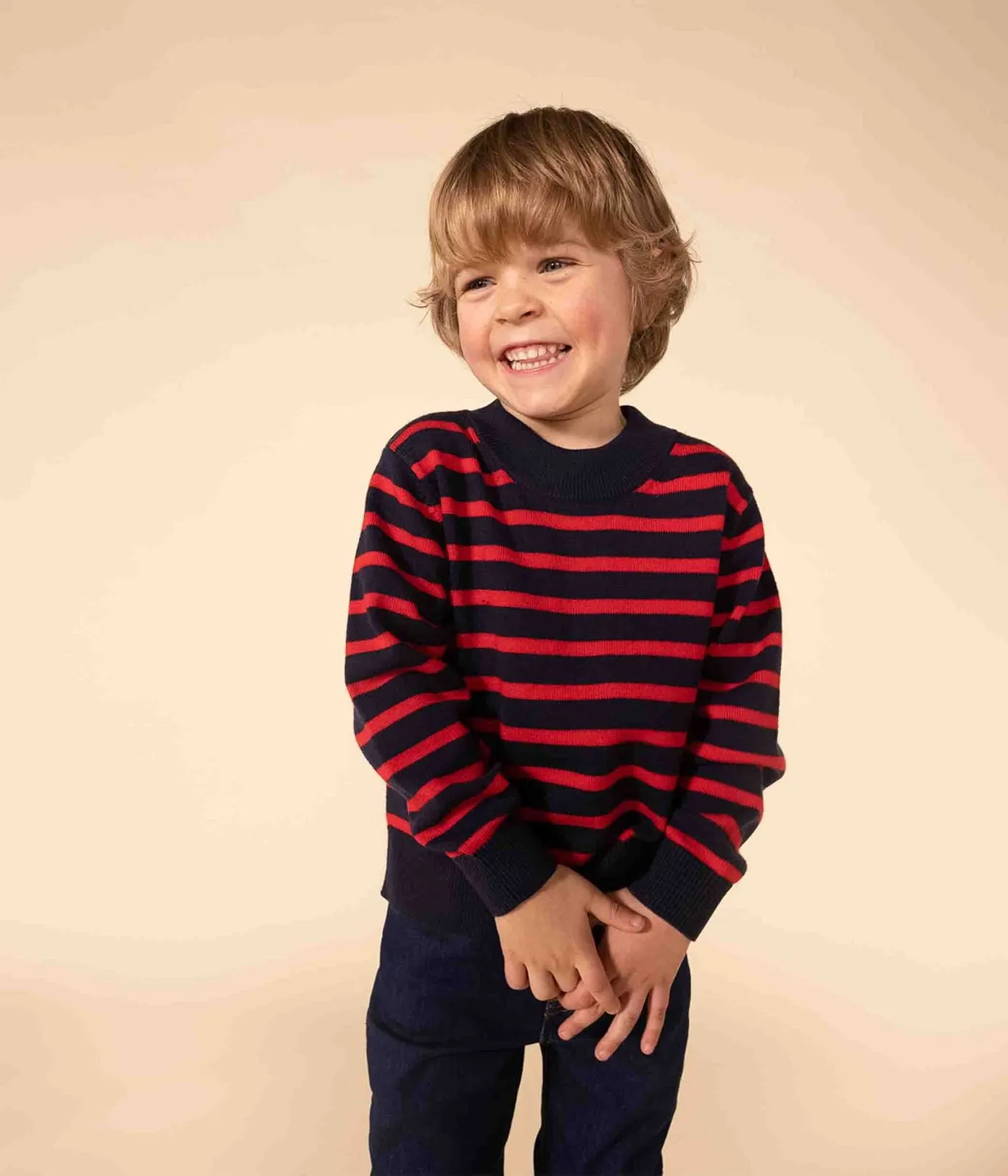 MAGLIONE ALLA MARINARA IN LANA E COTONE BAMBINO UNISEX