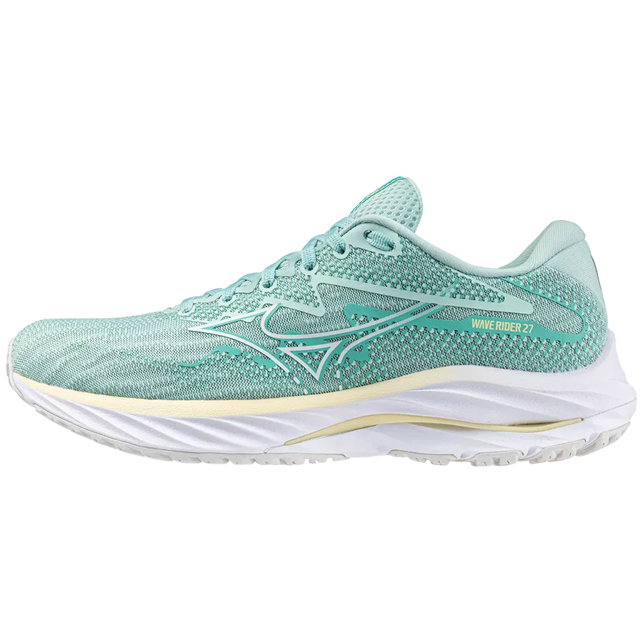 Mizuno Wave Rider 27 (Womens) - Eggshell Blue/White/Anise Flow