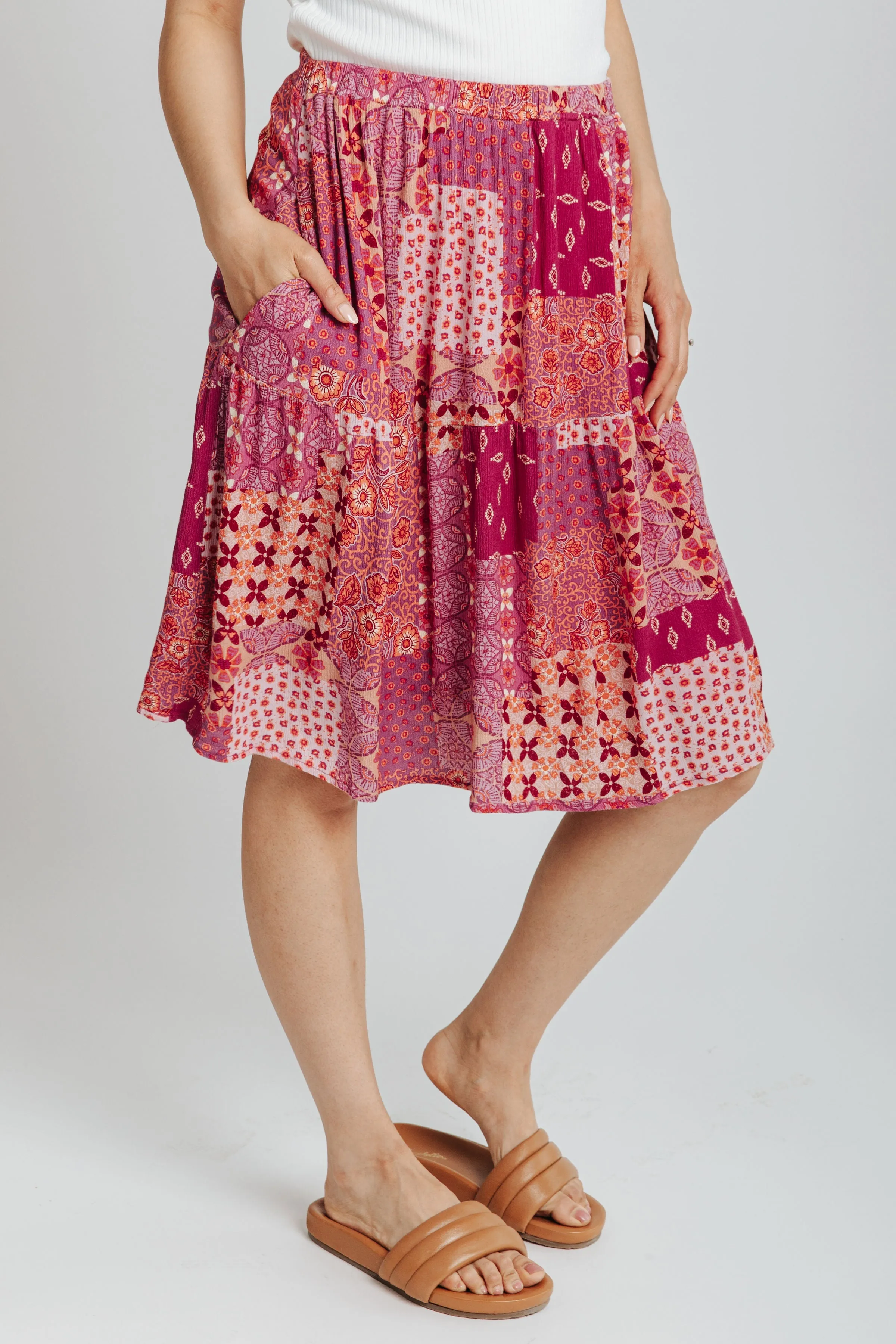 Piper & Scoot: The San Lucas Patchwork Skirt in Fuchsia