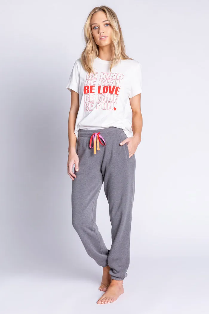 PJ Salvage Women's Love In Color Hearts Banded Pants - HEATHER CHARCOAL