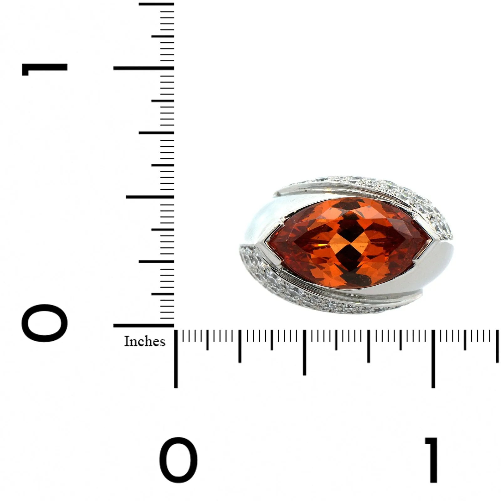 Platinum Mandarin Garnet & Diamond Ring