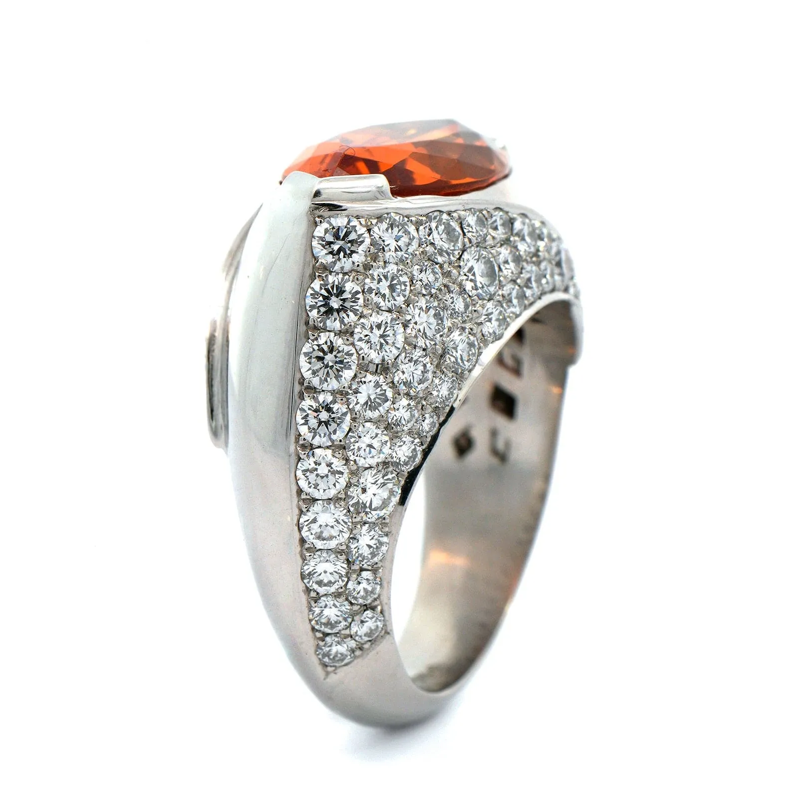 Platinum Mandarin Garnet & Diamond Ring