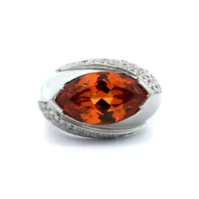 Platinum Mandarin Garnet & Diamond Ring