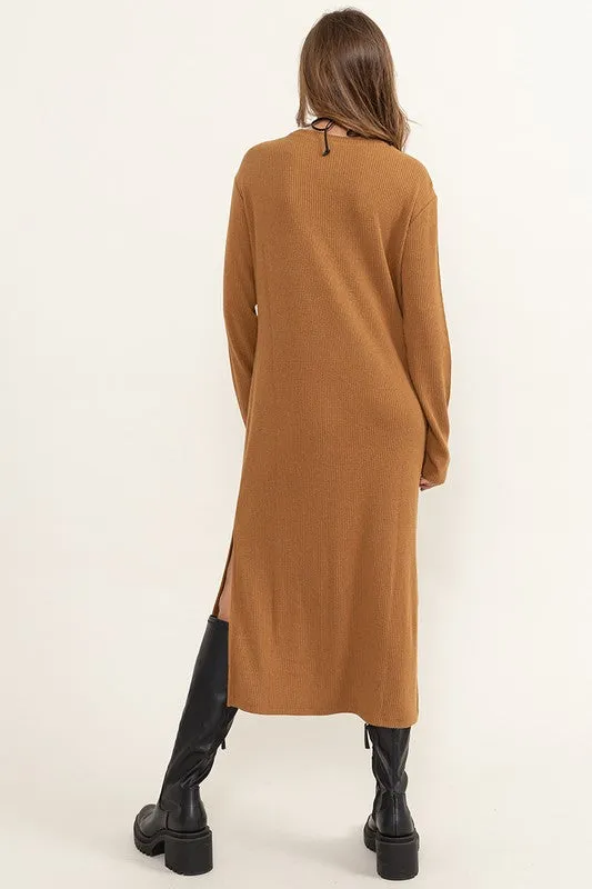 Ribbed Long Sleeve Midi Dress