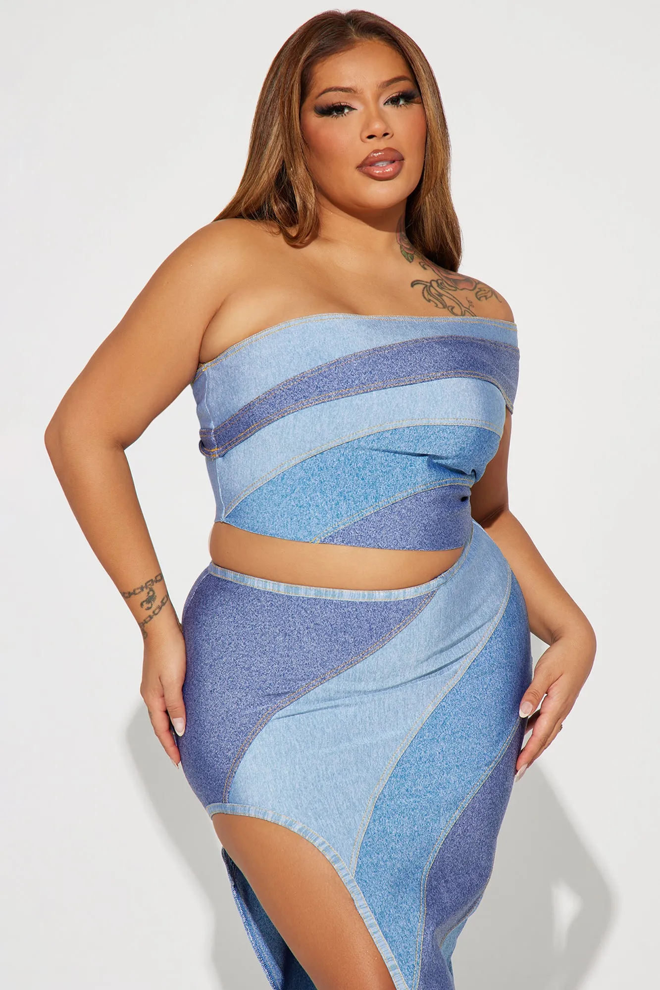 Rio Bandage Skirt Set - Blue/combo