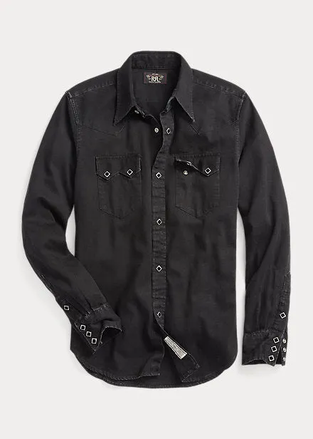 RRL Slim Fit Denim Western Shirt