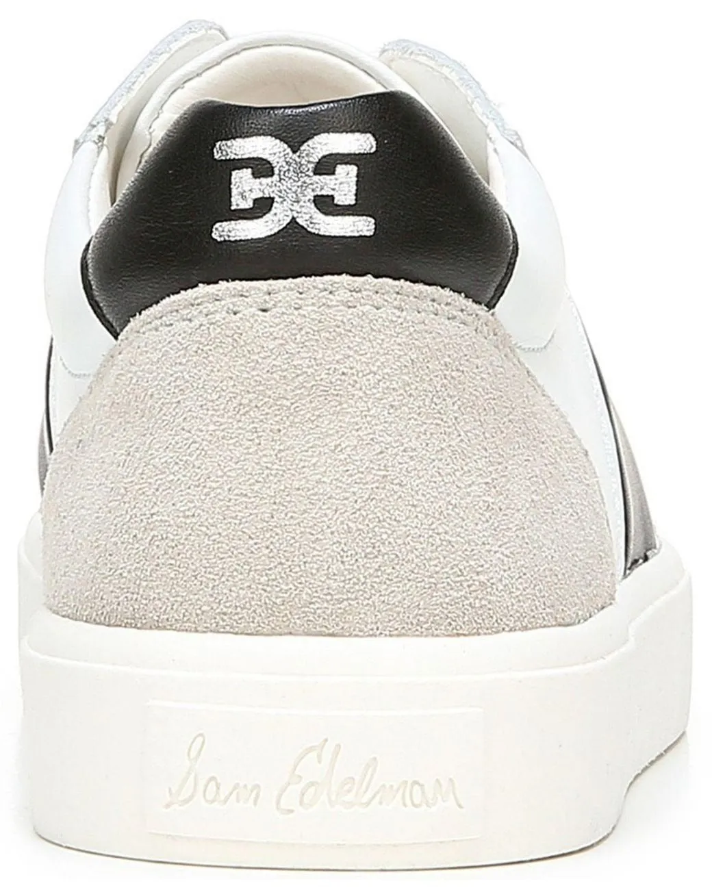 Sam Edelman Enna White/Black Leather Lace Up Rounded Toe Low Top Sneakers