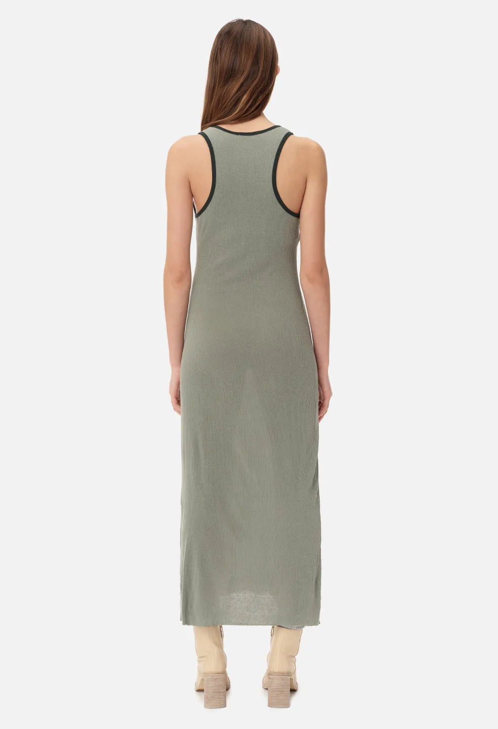 Silk Rib Midi Dress / Moss