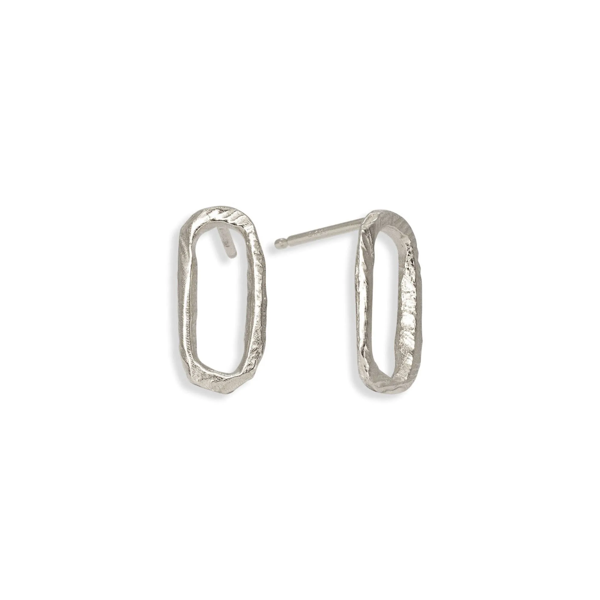 Sterling Silver Carved Small Paperclip Studs