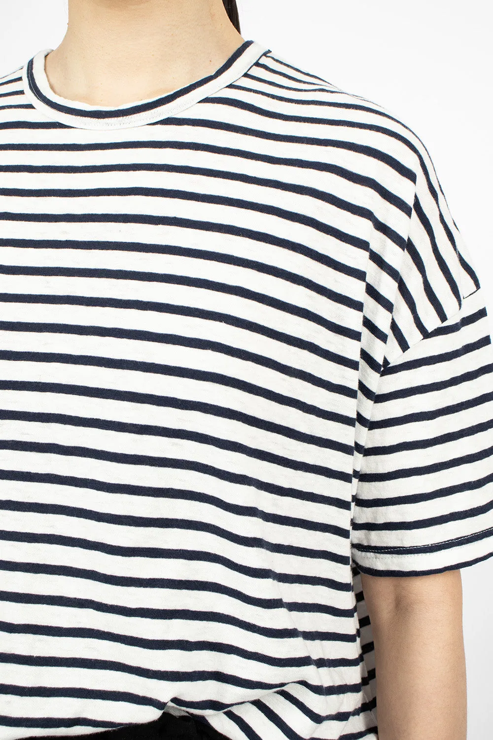 Stripe Knit T-Shirt White/Navy