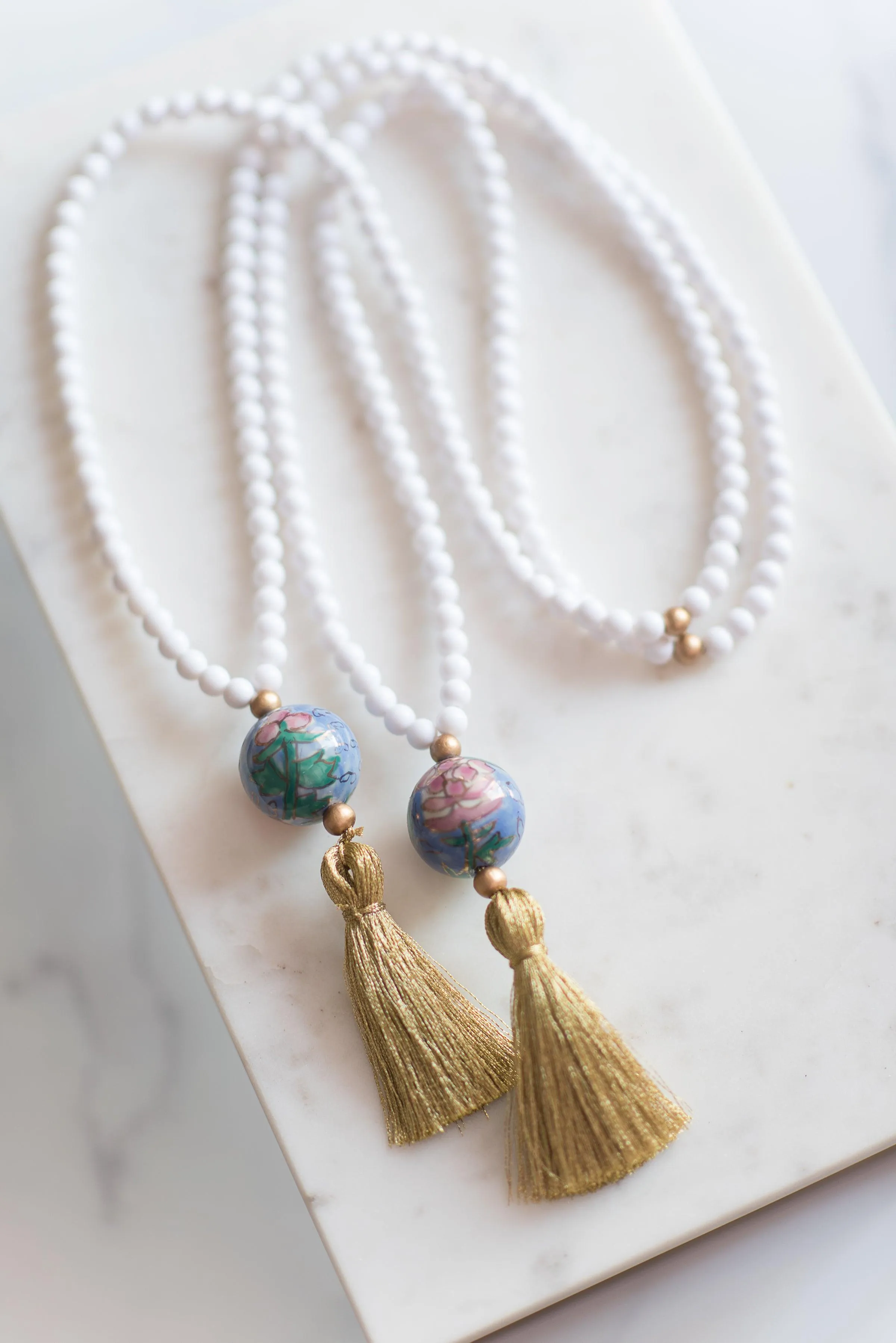 The Pinckney Tassel Necklace in White