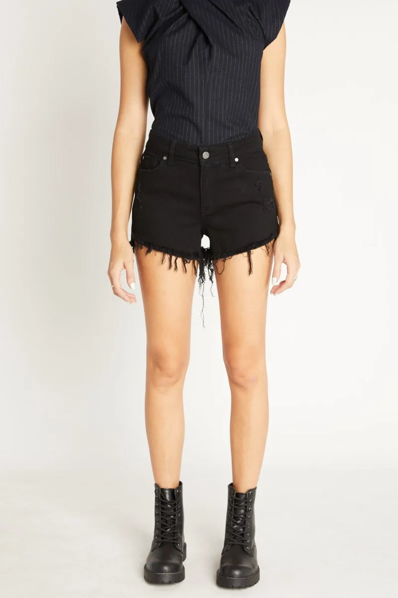 Woman's Highrise Destructed Denim Short