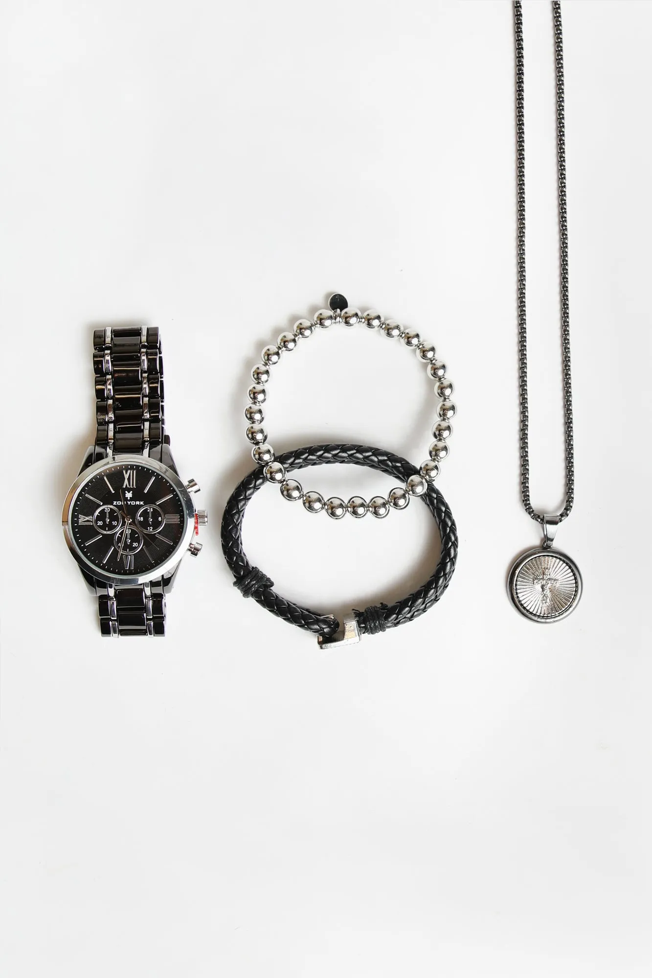 Zoo York Mens Black & Silver Watch Set